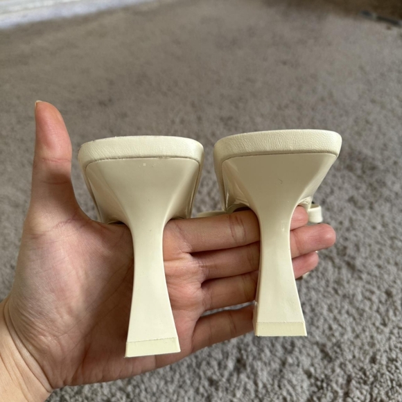 Zara Cream Square-toe Heeled Sandals - Picture 2 of 8